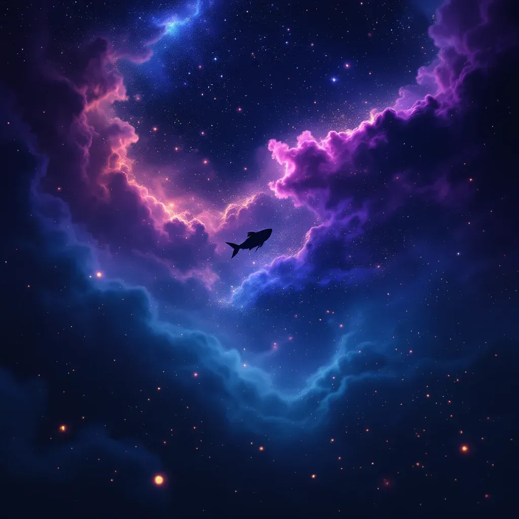 Balıkla Birlikte Su Görmek — Balık sembolünün balıkla birlikte su görmek varyantını temsil eden cosmic mini görsel.