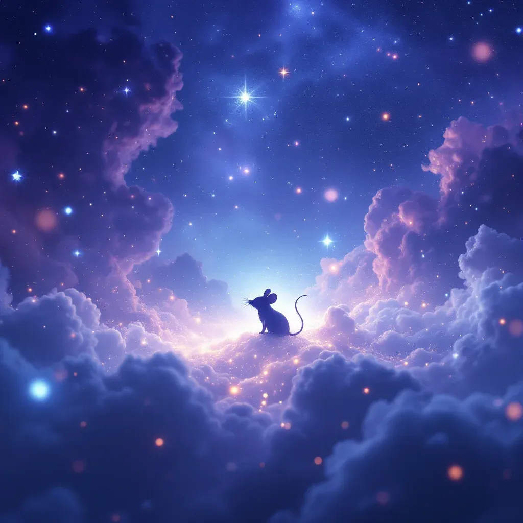 Weiße Maus — atmosphärisches Mini-Bild, das die weiße Variante des Symbols „Was bedeutet es, wenn man im Traum eine Maus sieht?“ darstellt.
