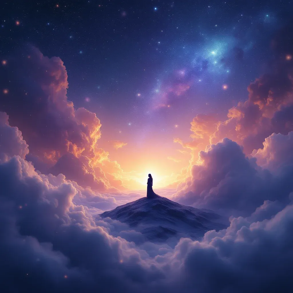 Persona fallecida vestida de blanco — mini imagen cósmica que representa la variante de la persona fallecida vestida de blanco del símbolo de ver en sueños a una persona fallecida diciendo «tengo frío».