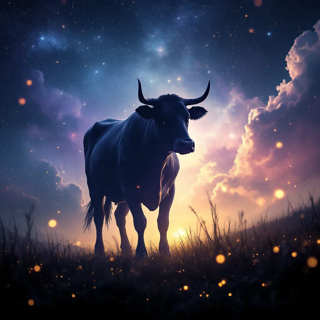 Vaca Blanca — imagen cósmica en miniatura que representa la variante de vaca blanca del símbolo Ver una vaca en sueños según Diyanet.