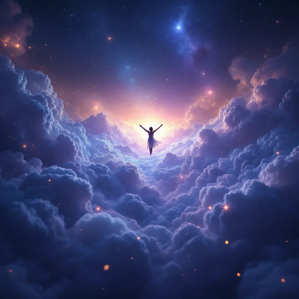 Volar dentro de una luz blanca — imagen cósmica mini que representa la variante de soñar con volar dentro de una luz blanca.
