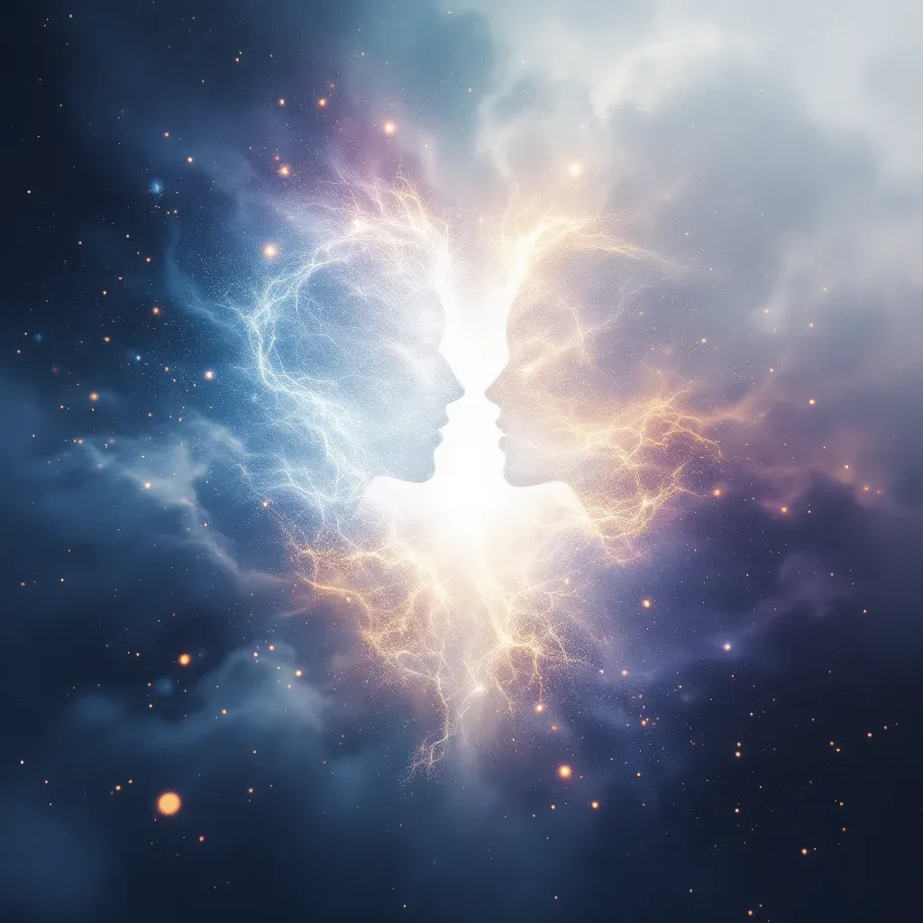 Pelea en luz blanca — Imagen cósmica pequeña que representa la variante de pelear con alguien conocido en sueños en luz blanca.