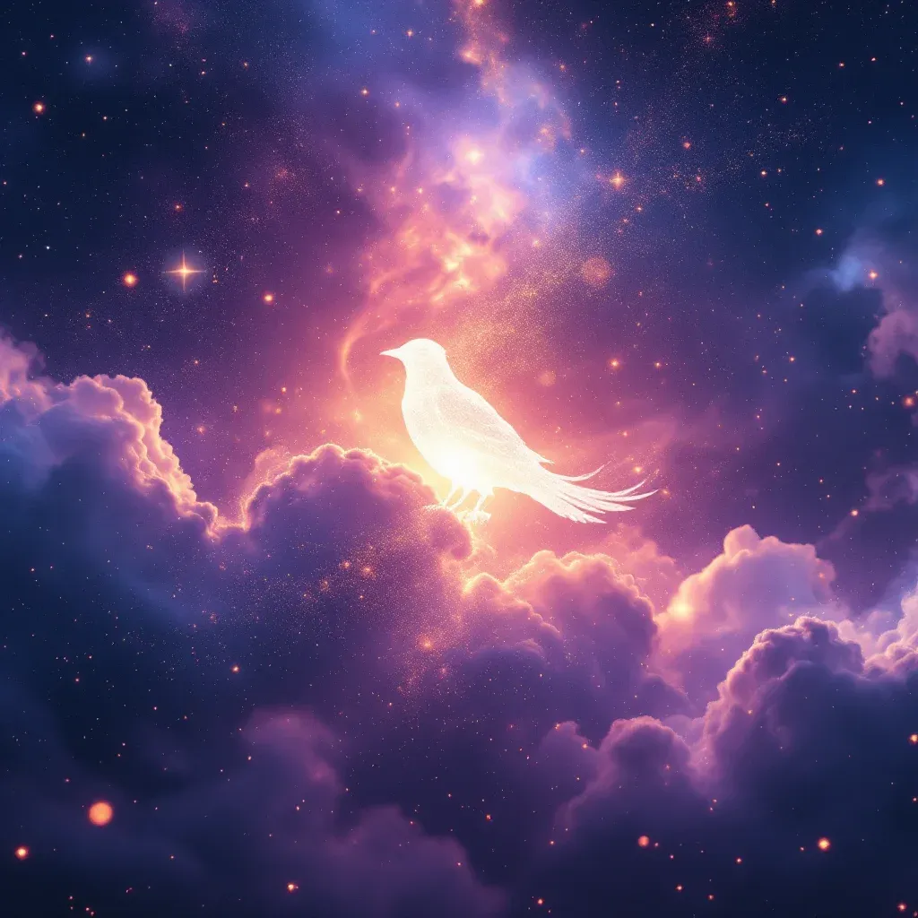 White Bird — A cosmic mini visual representing the white-bird variation of the bird symbol.