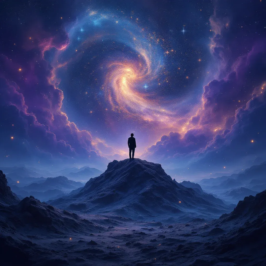 Depremden Sonra Boşluk Hissetmek — Ruyada Deprem Gormek sembolünün depremden sonra boşluk hissetmek varyantını temsil eden cosmic mini görsel.