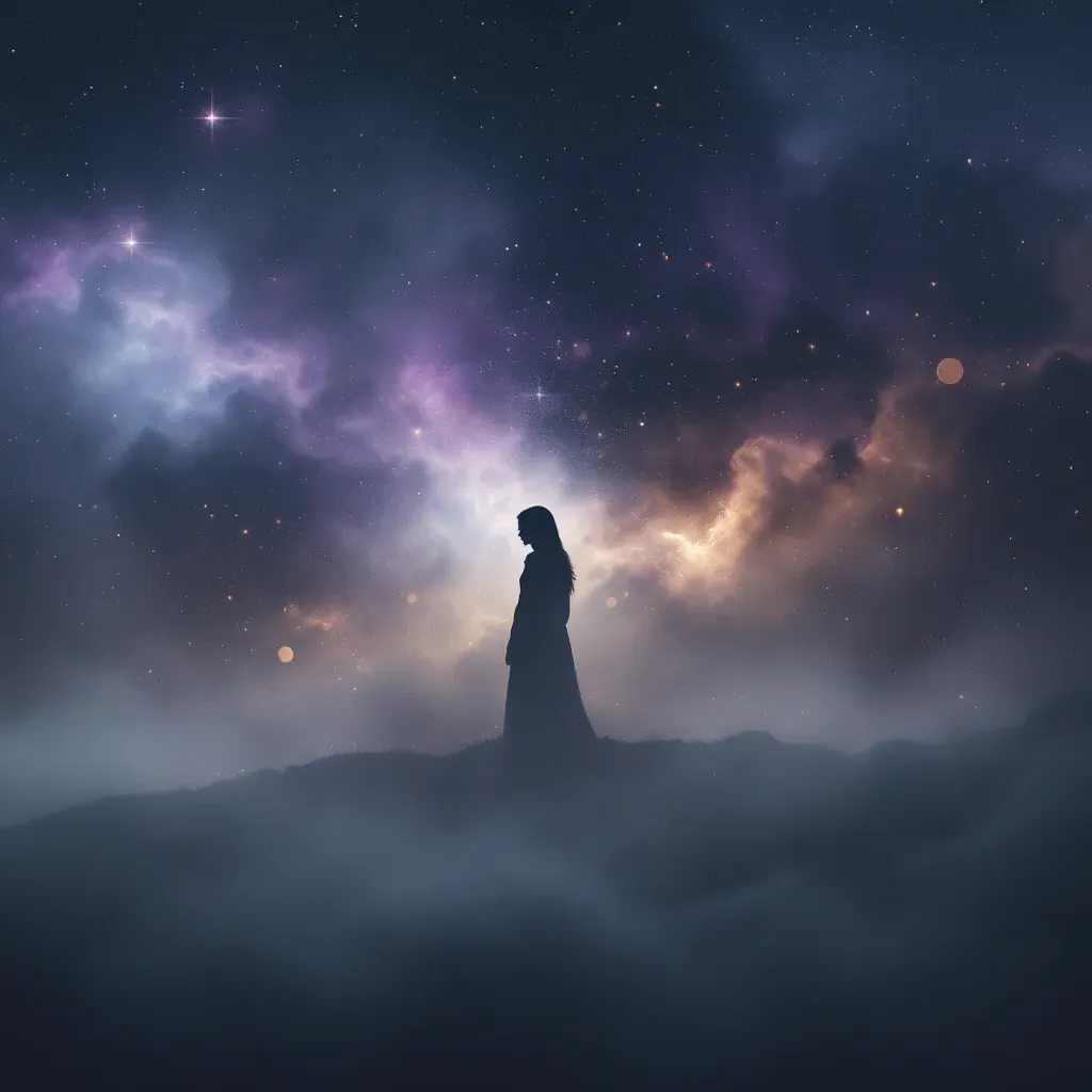 Cielo gris y nublado — mini imagen cósmica que representa la variante de cielo gris y nublado del símbolo del Clima.