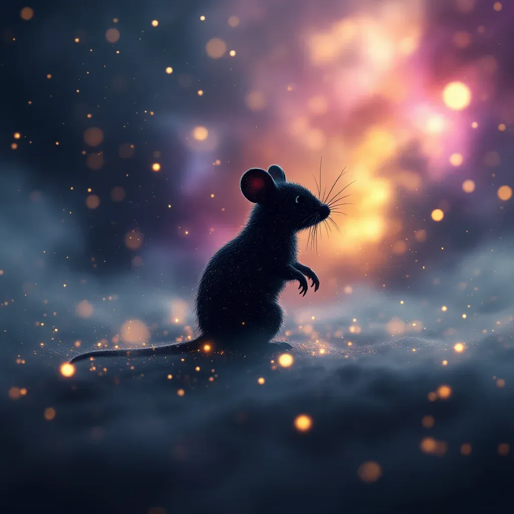 Graue Maus — atmosphärisches Mini-Bild, das die graue Variante des Symbols „Was bedeutet es, wenn man im Traum eine Maus sieht?“ darstellt.