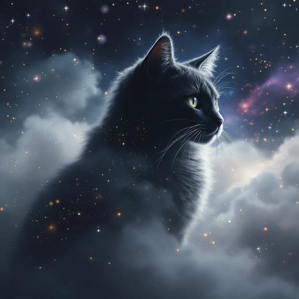 Gato gris — imagen mini cósmica que representa la variante del gato gris del símbolo Ver un gato en sueños según Ihya.