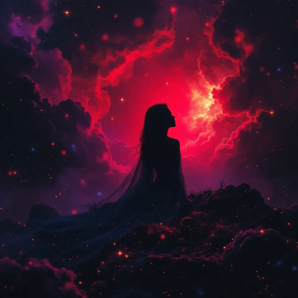 Ver a una persona de rojo en edad infantil — Imagen cósmica mini que representa la variante de ver a una persona de rojo en edad infantil del símbolo ver a una persona mayor en edad como un niño.