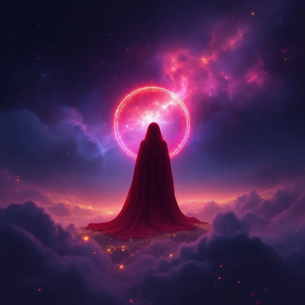 Yinn rojo — imagen cósmica en miniatura que representa la variante de yinn rojo del símbolo Ver un yinn en sueños, pero no sentir miedo.