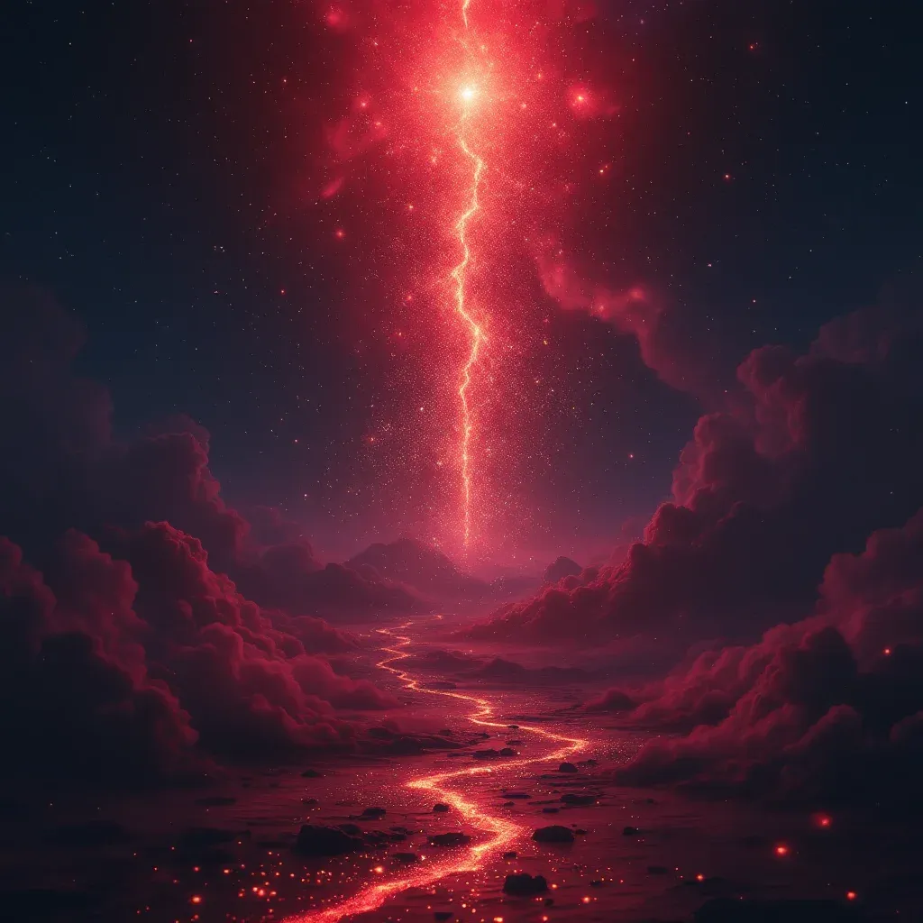 Kırmızı Deprem — Ruyada Deprem Gormek sembolünün kırmızı deprem varyantını temsil eden cosmic mini görsel.