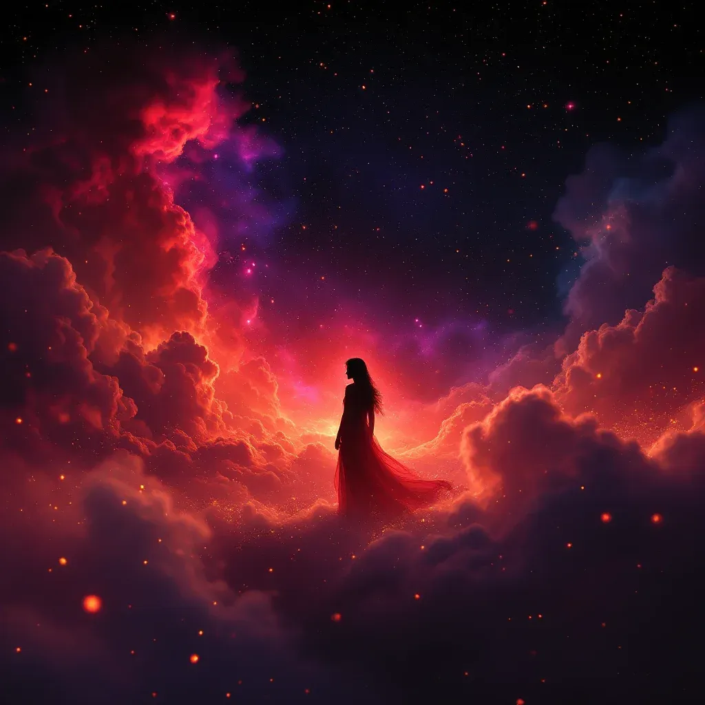 Novia de Rojo — Imagen cósmica mini que representa la variante de novia de rojo del símbolo Ver a Tu Novia en Sueños.