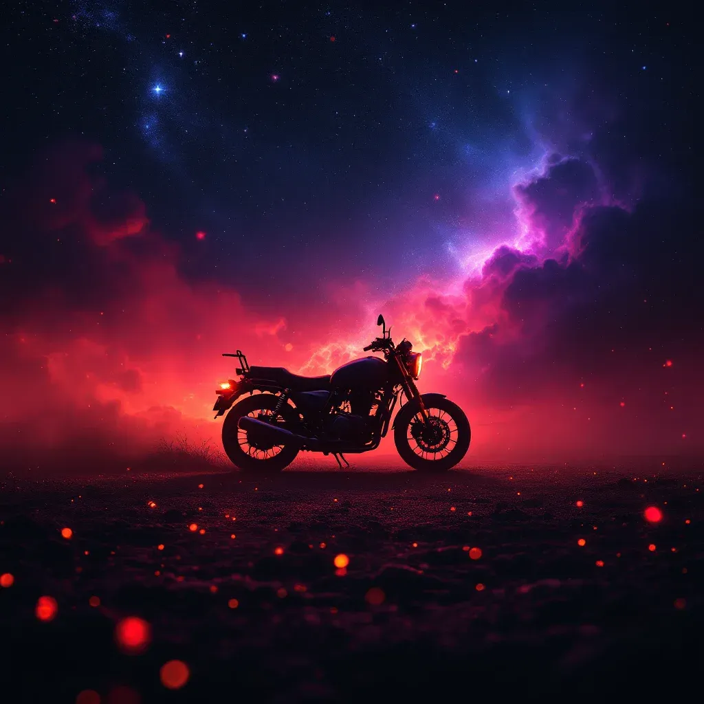 Moto Roja — Imagen mini cósmica que representa la variante de moto roja del símbolo Comprar una Moto.