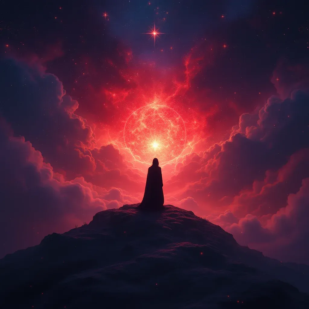 Rote Töne — Kosmisches Mini-Bild, das die rote Variantenform des Symbols Im Traum erfahren, dass Sie schwanger sind darstellt.