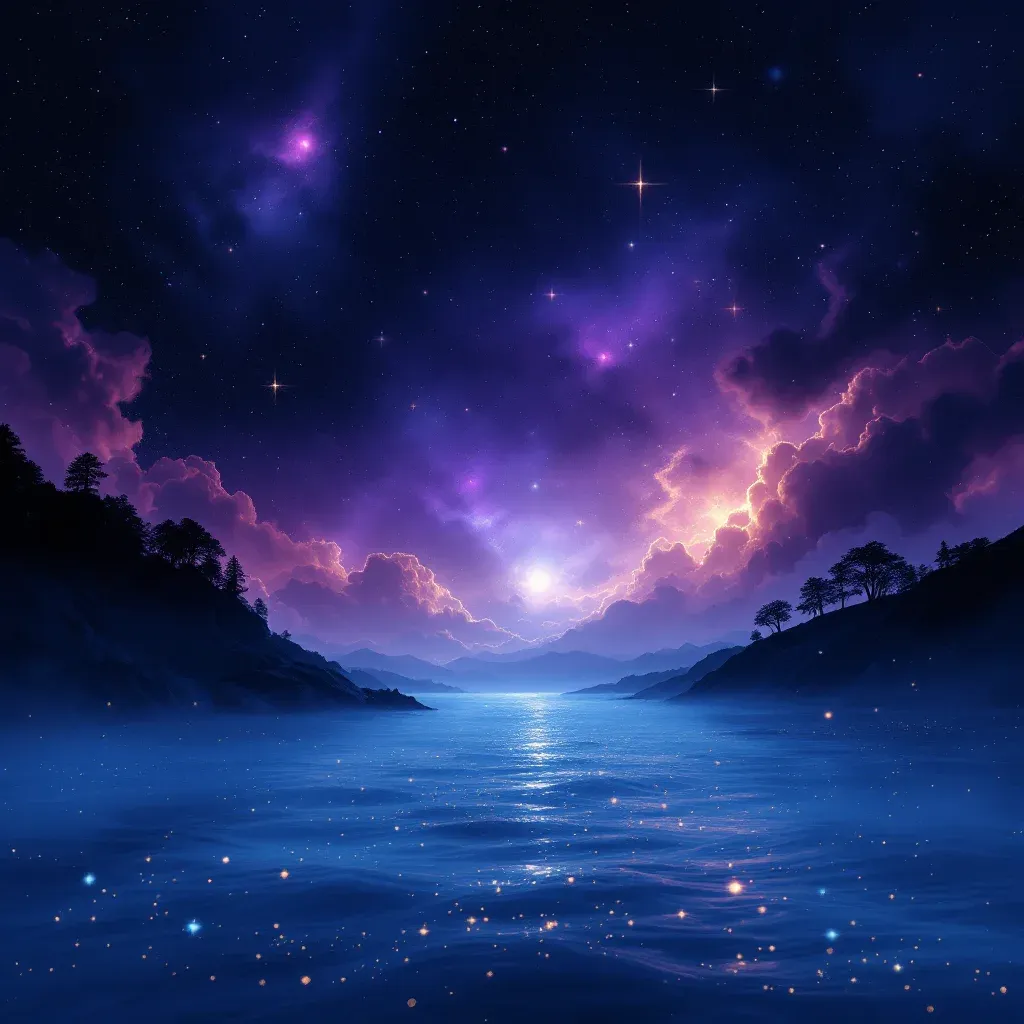 Mar agitado de azul oscuro — Imagen mini cósmica que representa la variante de mar agitado de azul oscuro del símbolo del mar agitado en sueños.