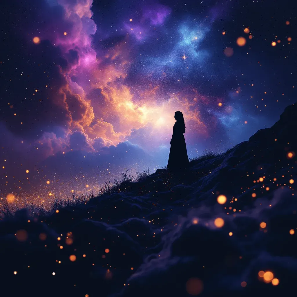 枯树 — 代表“梦见大树被连根拔起”这一符号的枯树变体的宇宙感小图。