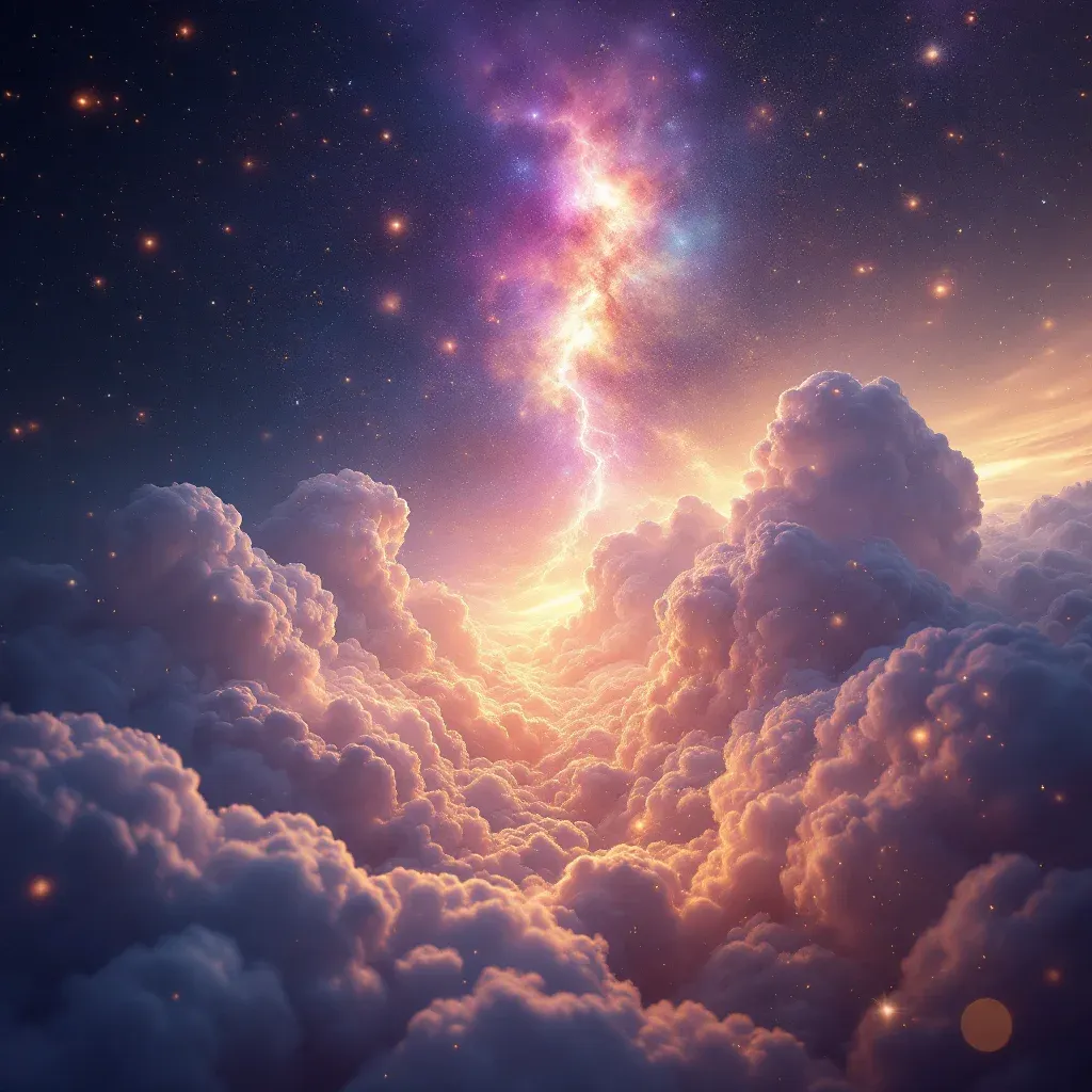 Volar en un cielo azul — imagen cósmica mini que representa la variante de soñar con volar en un cielo azul.
