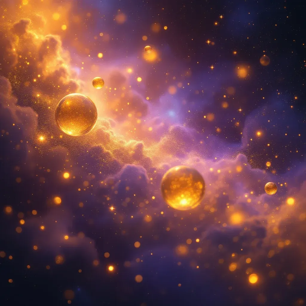 明るい黄色の金 — 金の象徴の、明るい黄色のバリエーションを表す宇宙的なミニ画像。