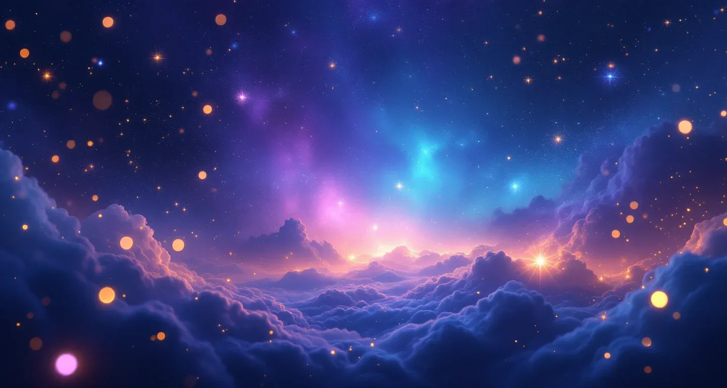 Escena onírica atmosférica con nebulosas morado-magenta y estrellas doradas que representa el símbolo de Soñar con el Presidente de Estados Unidos.