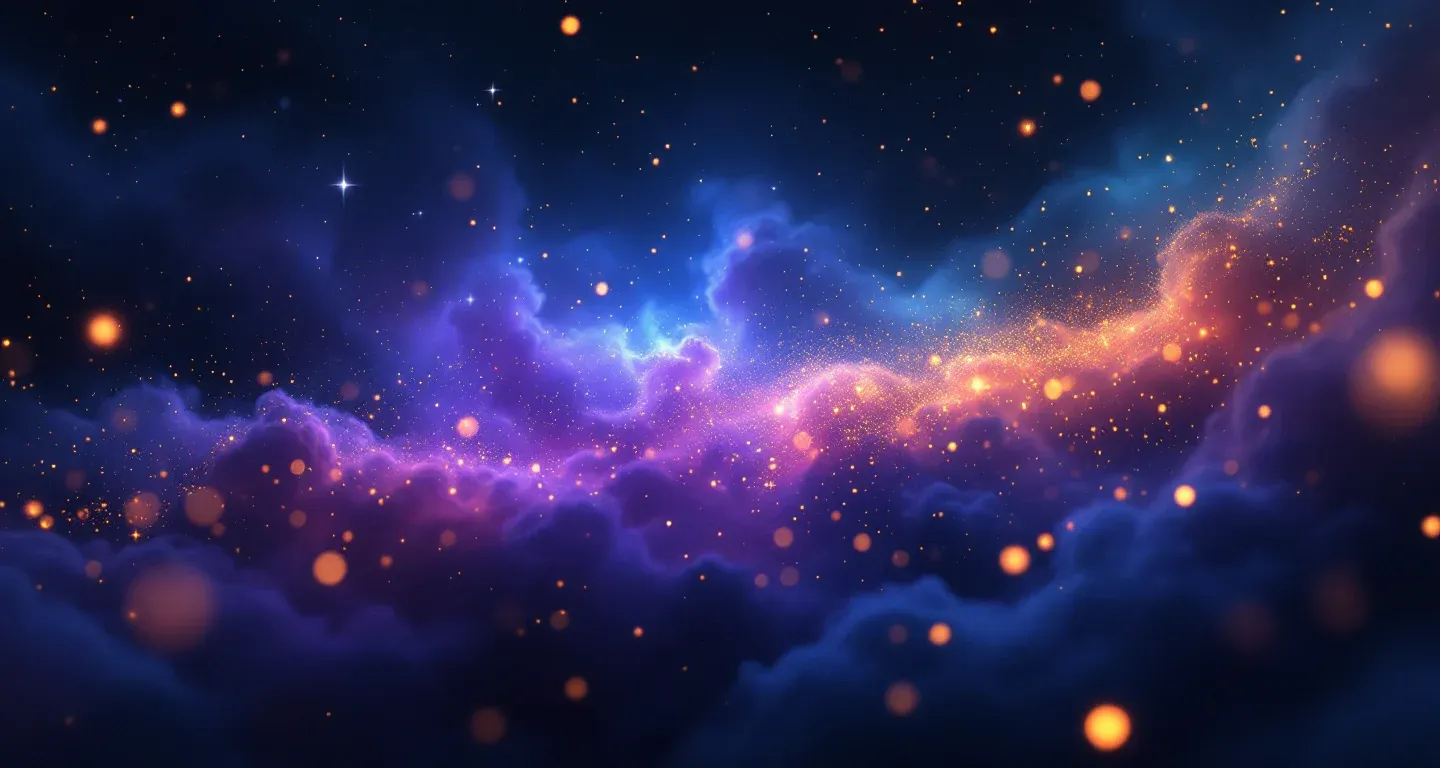 Escena onírica atmosférica con una nebulosa morada-magenta y estrellas doradas que representa el símbolo de soñar que un coche va sin conductor.