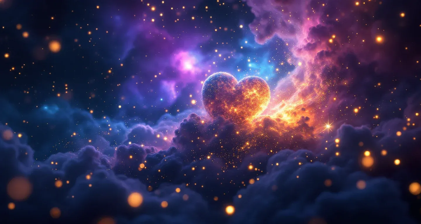An atmospheric dream scene representing the symbol of seeing a bear in a dream, with purple-magenta nebula clouds and golden stars.