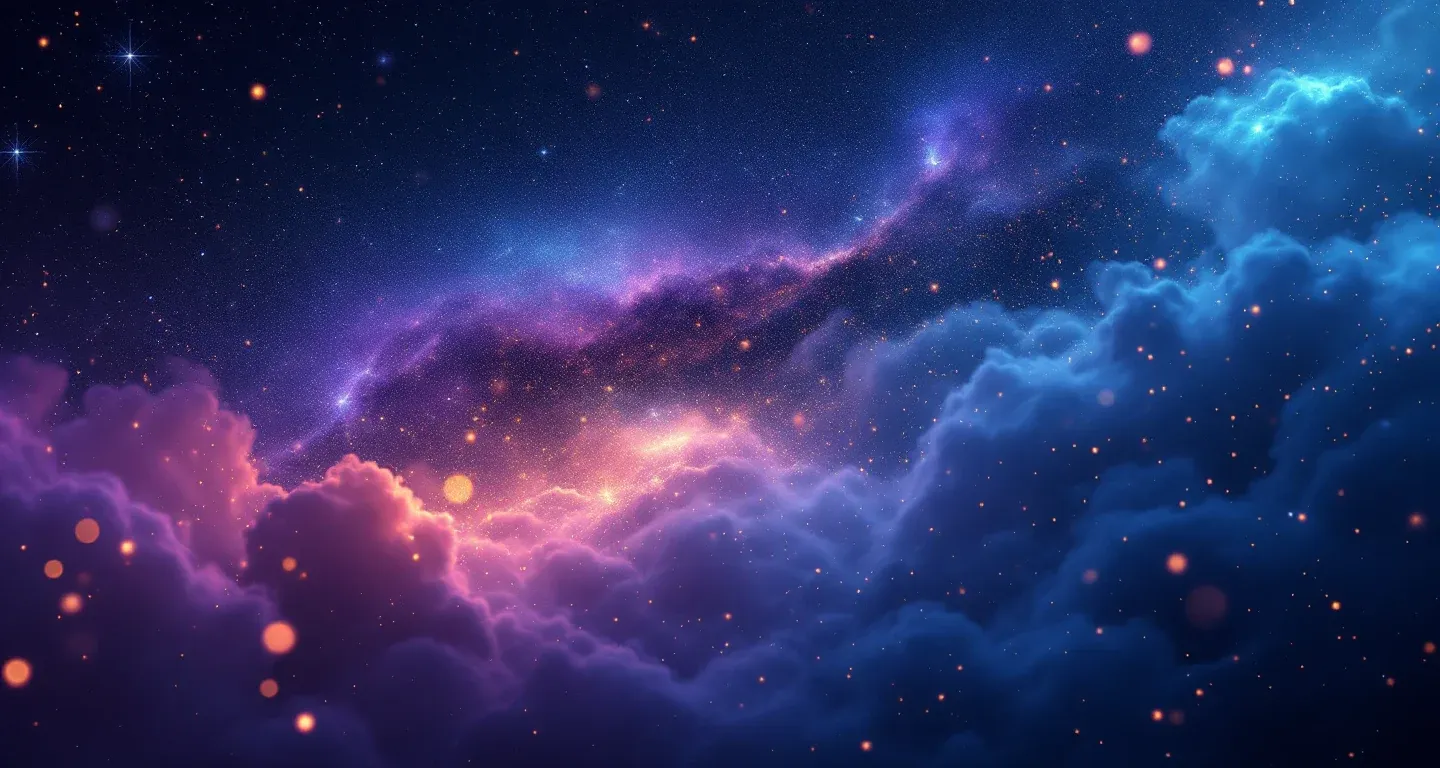 Escena onírica atmosférica con nebulosas morado-magenta y estrellas doradas que representa el símbolo de Ver en sueños que te operan de la cintura.