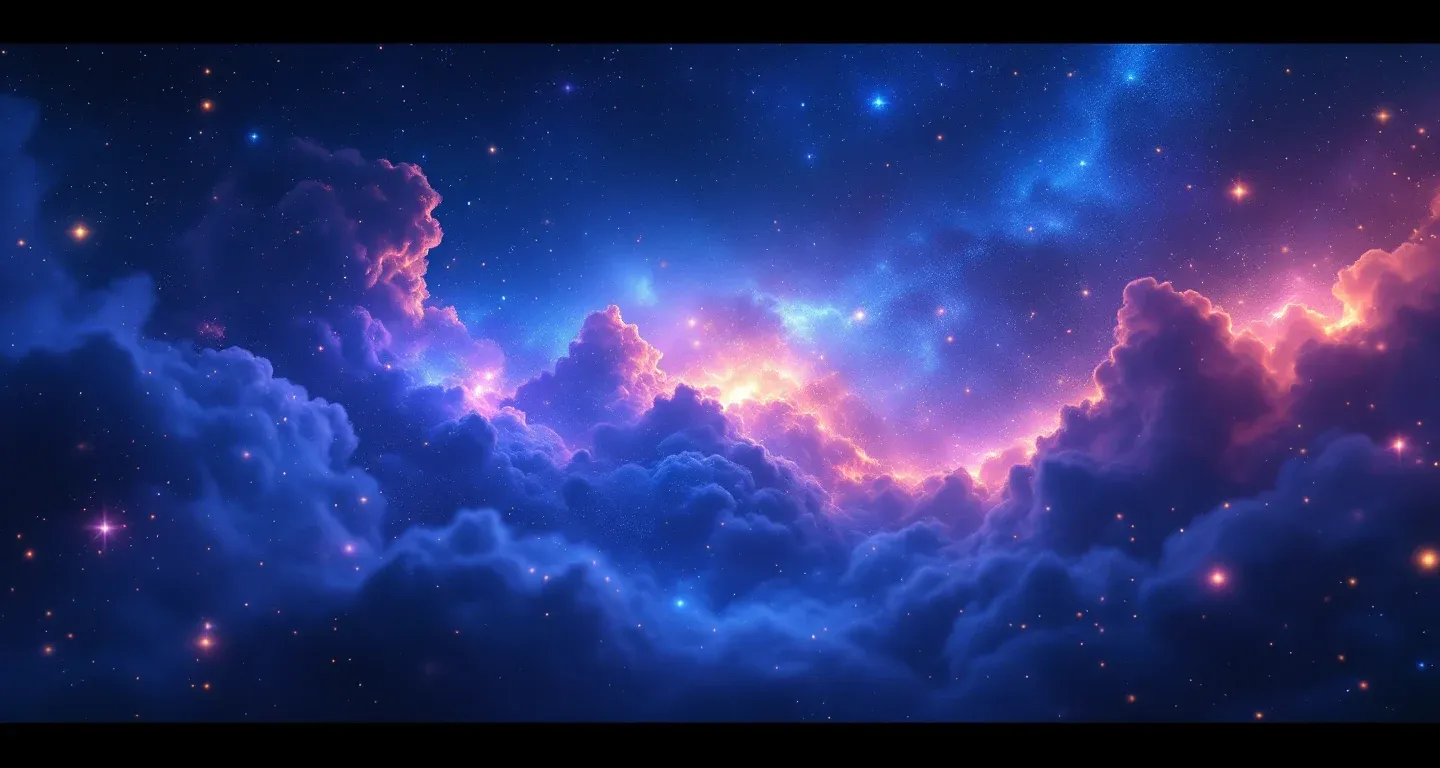 Escena onírica atmosférica que representa el símbolo de Ver tierra blanca en sueños, con una nebulosa morado-magenta y estrellas doradas.