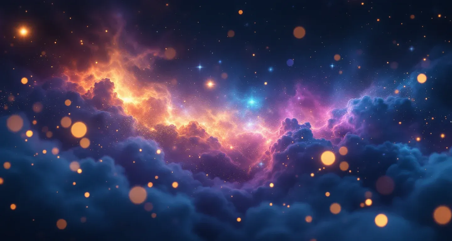 Escena onírica atmosférica con neblina morado-magenta y estrellas doradas que representa el símbolo de ver que alguien te lanza una piedra.