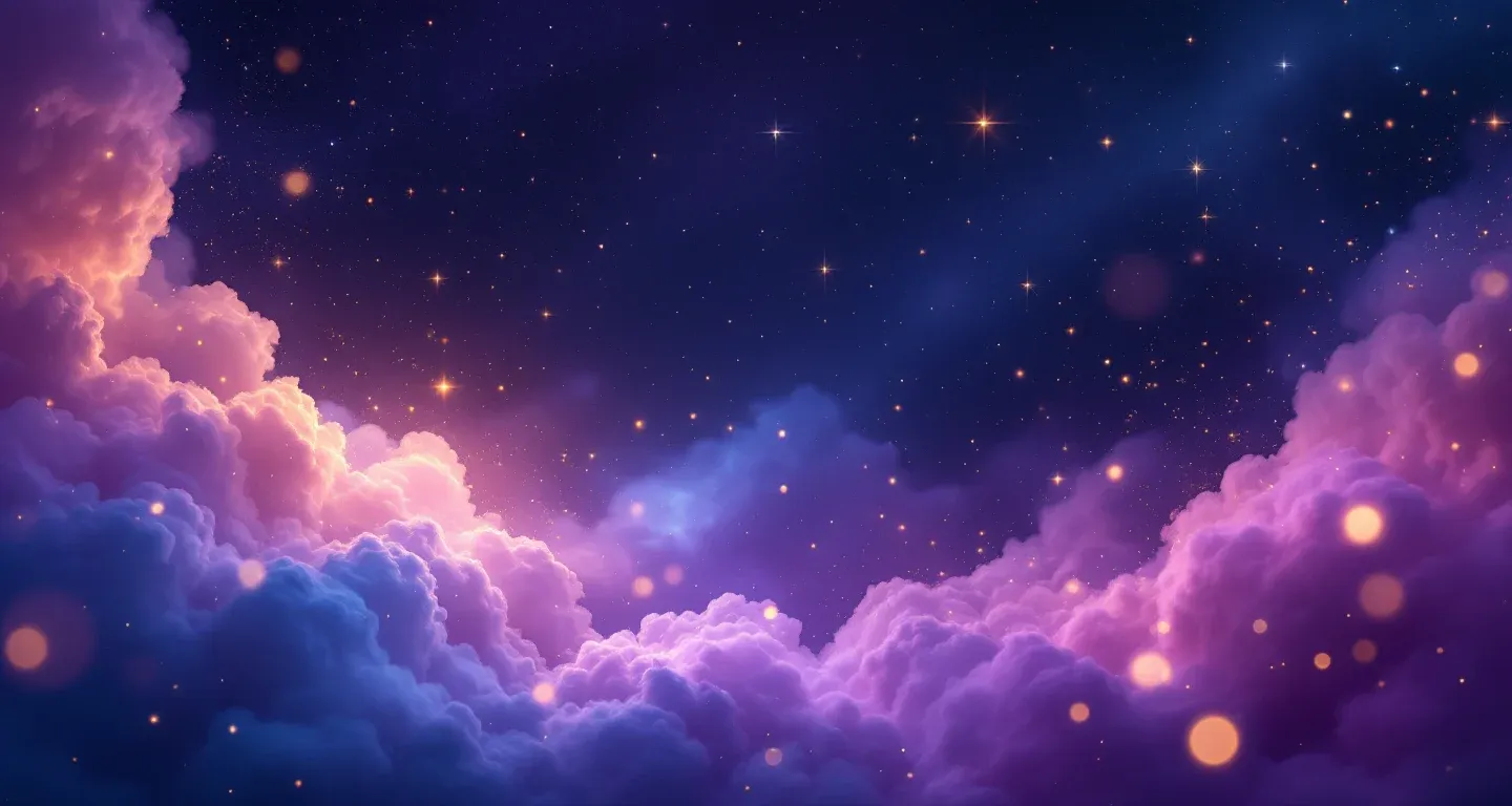 Escena onírica atmosférica con nebulosas morado-magenta y estrellas doradas, que representa el símbolo de ver los mejores libros de interpretación de sueños en un sueño.