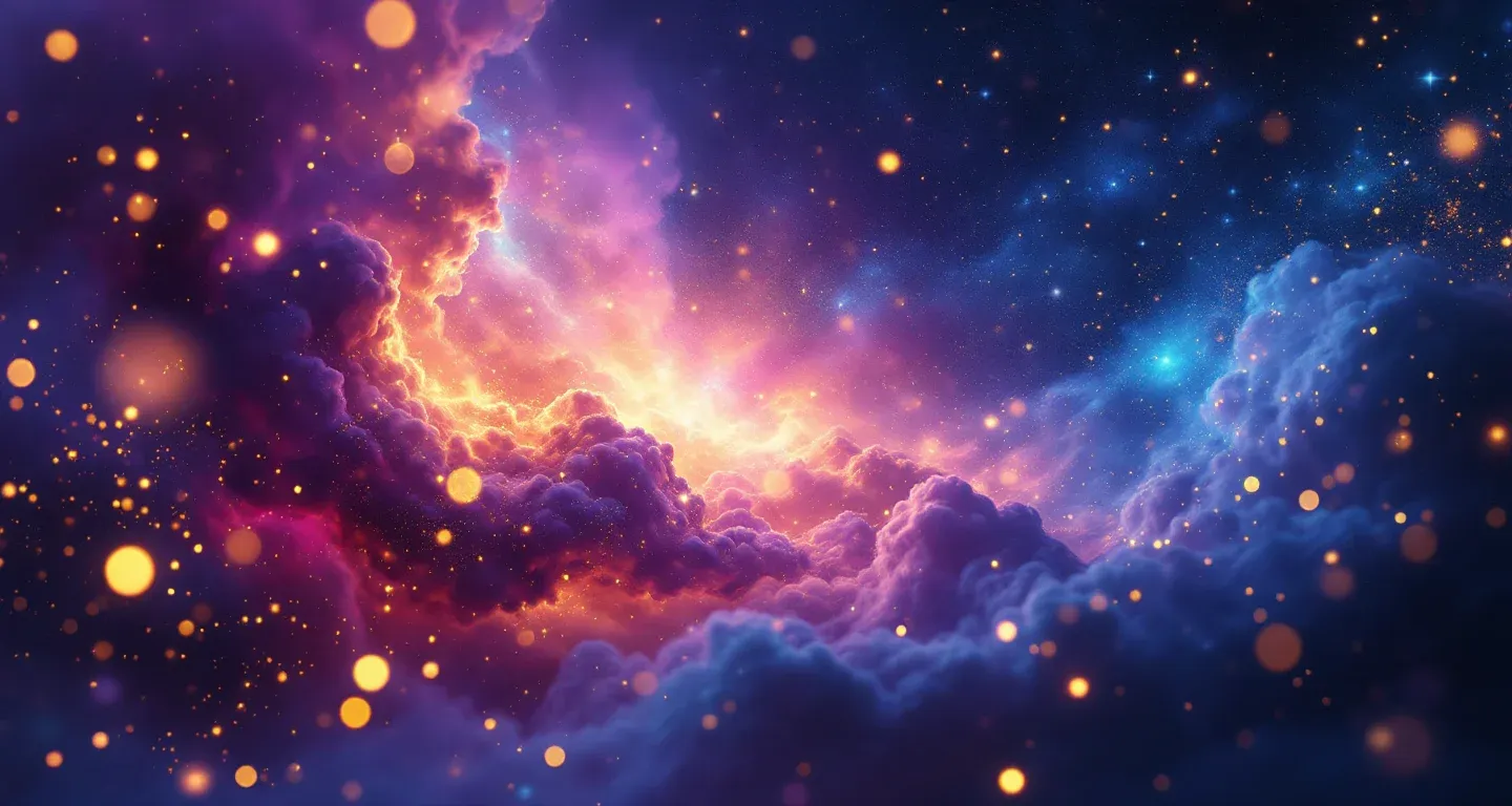 梦见男医生这一象征的氛围感梦境场景，由紫红色星云与金色星辰构成。