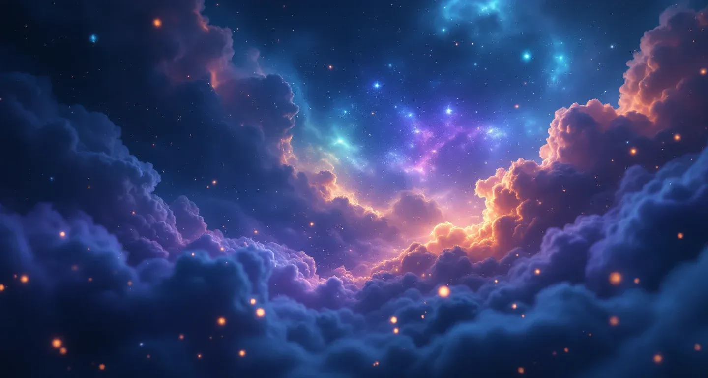 Escena onírica atmosférica con una nebulosa morada-magenta y estrellas doradas, que representa el símbolo de ver en sueños que tu ex pareja quiere reconciliarse.