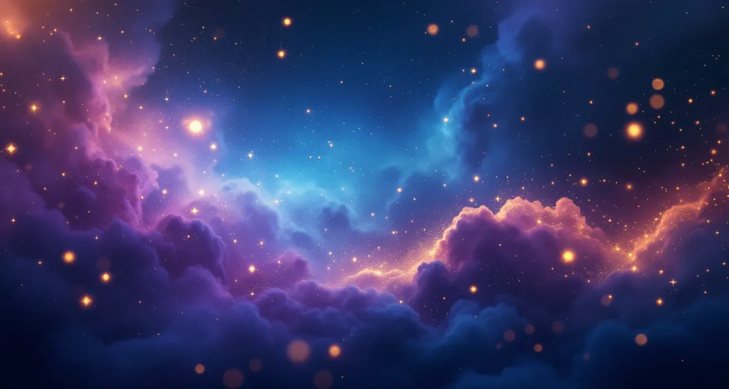 Escena onírica atmosférica con nebulosas morado-magenta y estrellas doradas que representa el símbolo de ver a la cuñada en sueños.