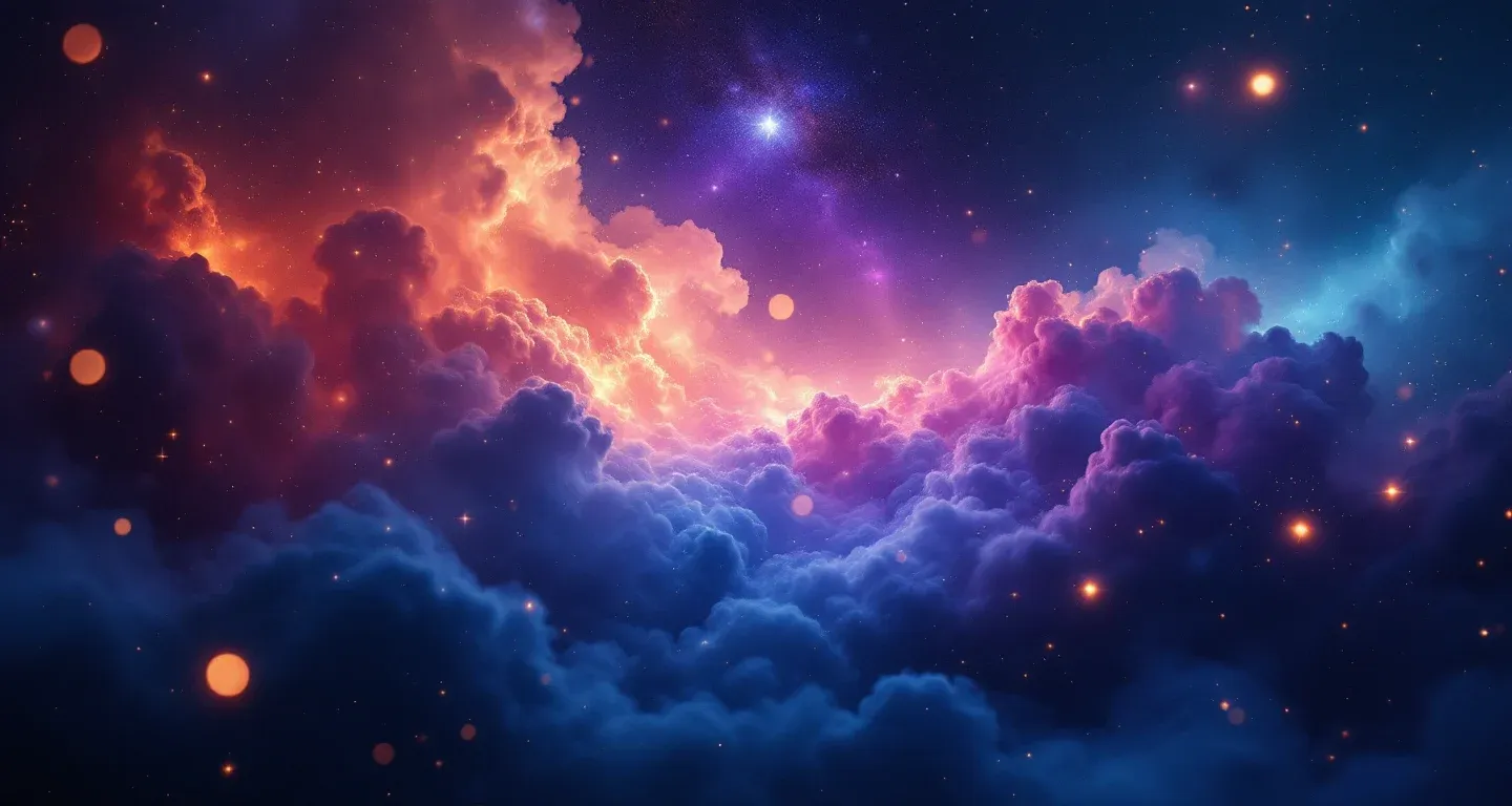 Escena onírica atmosférica con neblina púrpura-magenta y estrellas doradas que representa el símbolo de perder una de tus chanclas en un sueño.