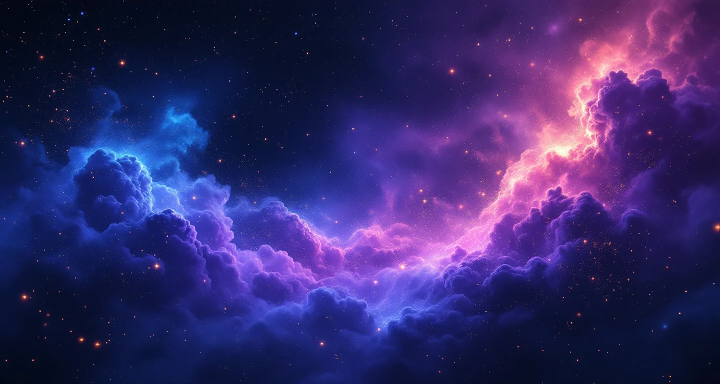 Rüyada Toprak Görmek sembolünü temsil eden, mor-magenta bulutsu ve altın yıldızlardan oluşan atmosferik rüya sahnesi.