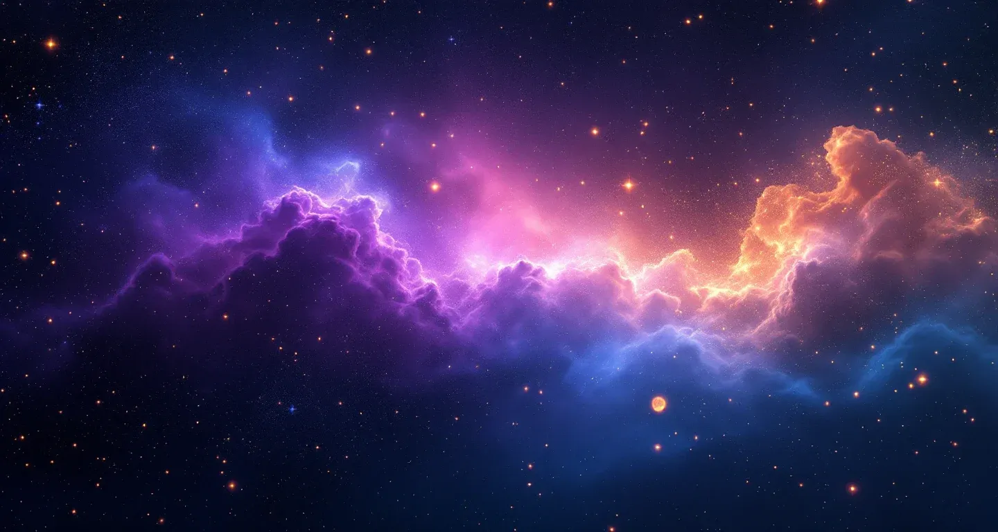 Escena onírica atmosférica con nebulosas morado-magenta y estrellas doradas, que representa el símbolo de soñar con ver tableros de interpretación de sueños web.