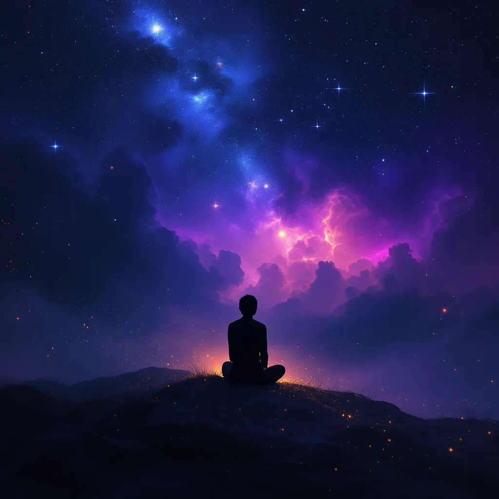 Fondo negro o tema oscuro — imagen mini cósmica que representa la variante de fondo negro o tema oscuro del símbolo Ihya Org de interpretaciones de sueños.