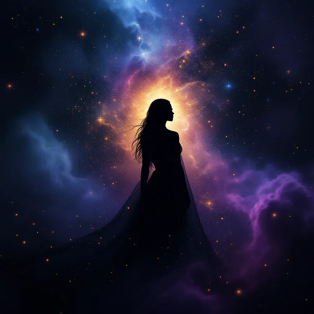 Verla vestida de negro — imagen mini cósmica que representa la variante de ver a la chica amada vestida de negro.