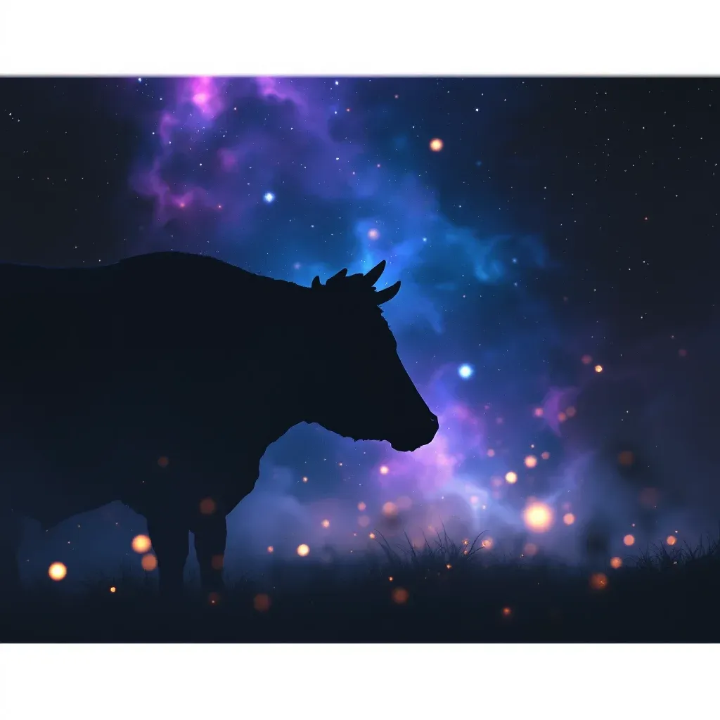 Vaca Negra — imagen cósmica en miniatura que representa la variante de vaca negra del símbolo Ver una vaca en sueños según Diyanet.