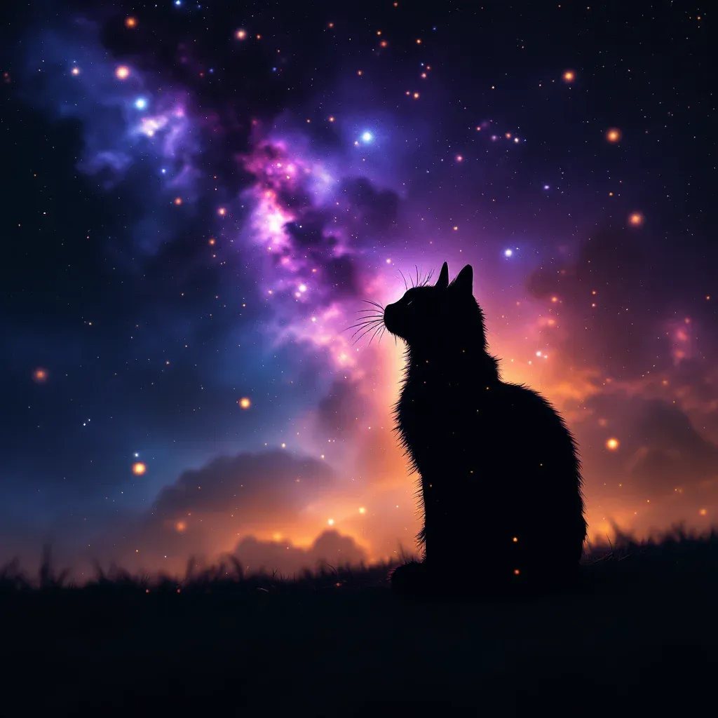 Black Cat — a cosmic mini image representing the black-cat variant of the seeing a cat in a dream symbol.