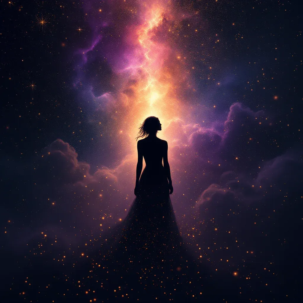 La chica que te gusta vestida de negro — Imagen mini cósmica que representa la variante de la chica que te gusta vestida de negro del símbolo Ver a la chica que te gusta en un sueño.