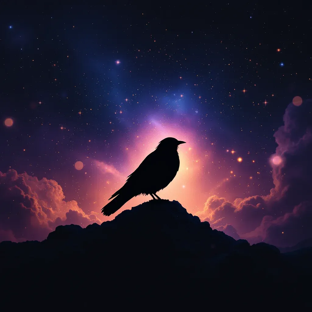 Black Bird — A cosmic mini visual representing the black-bird variation of the bird symbol.