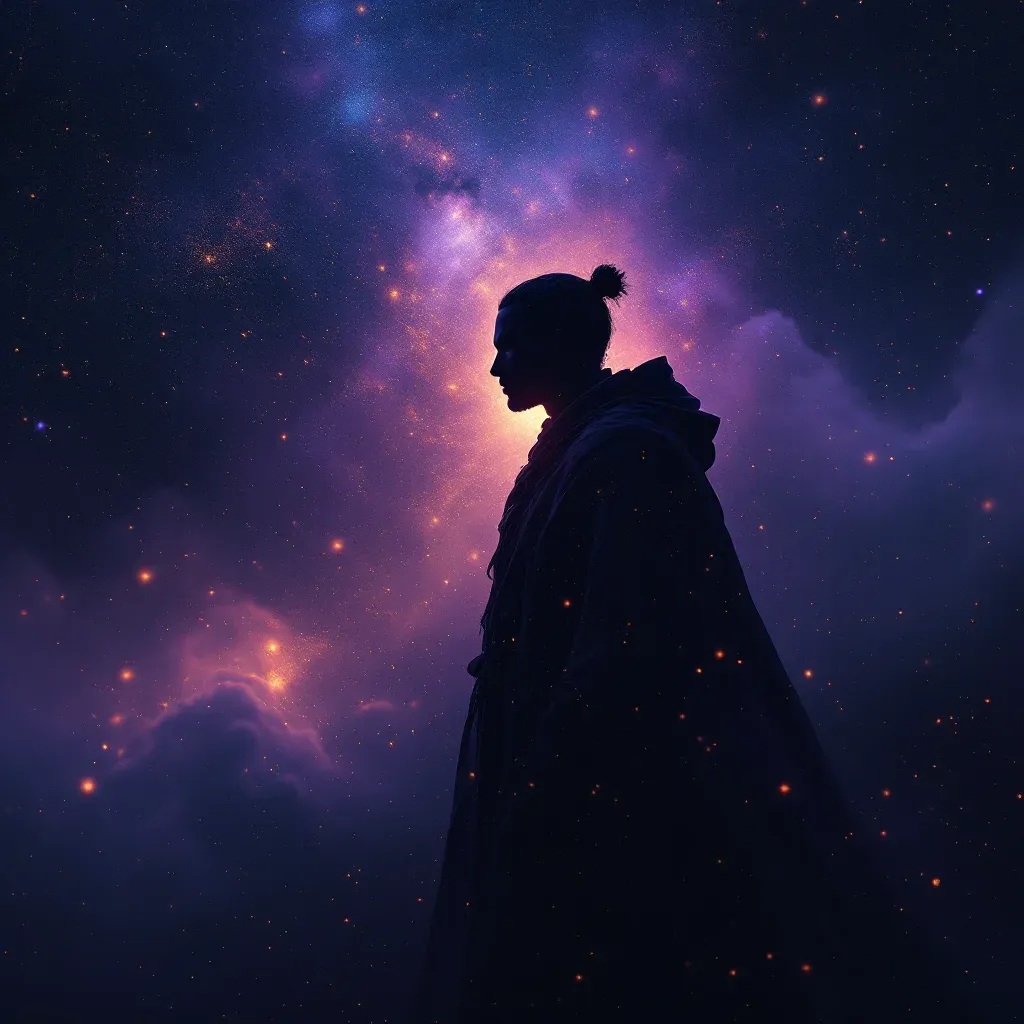 黑衣老师 — 代表梦见老师象征中黑衣老师变体的宇宙感小图。