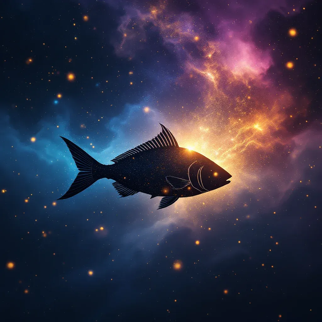 Yaralı Balık — Balık sembolünün yaralı balık varyantını temsil eden cosmic mini görsel.