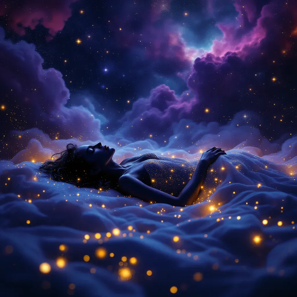 Yatakta Hamile Olduğunu Görmek — Hamile Olduğunu sembolünün yatakta hamile olduğunu görmek varyantını temsil eden cosmic mini görsel.