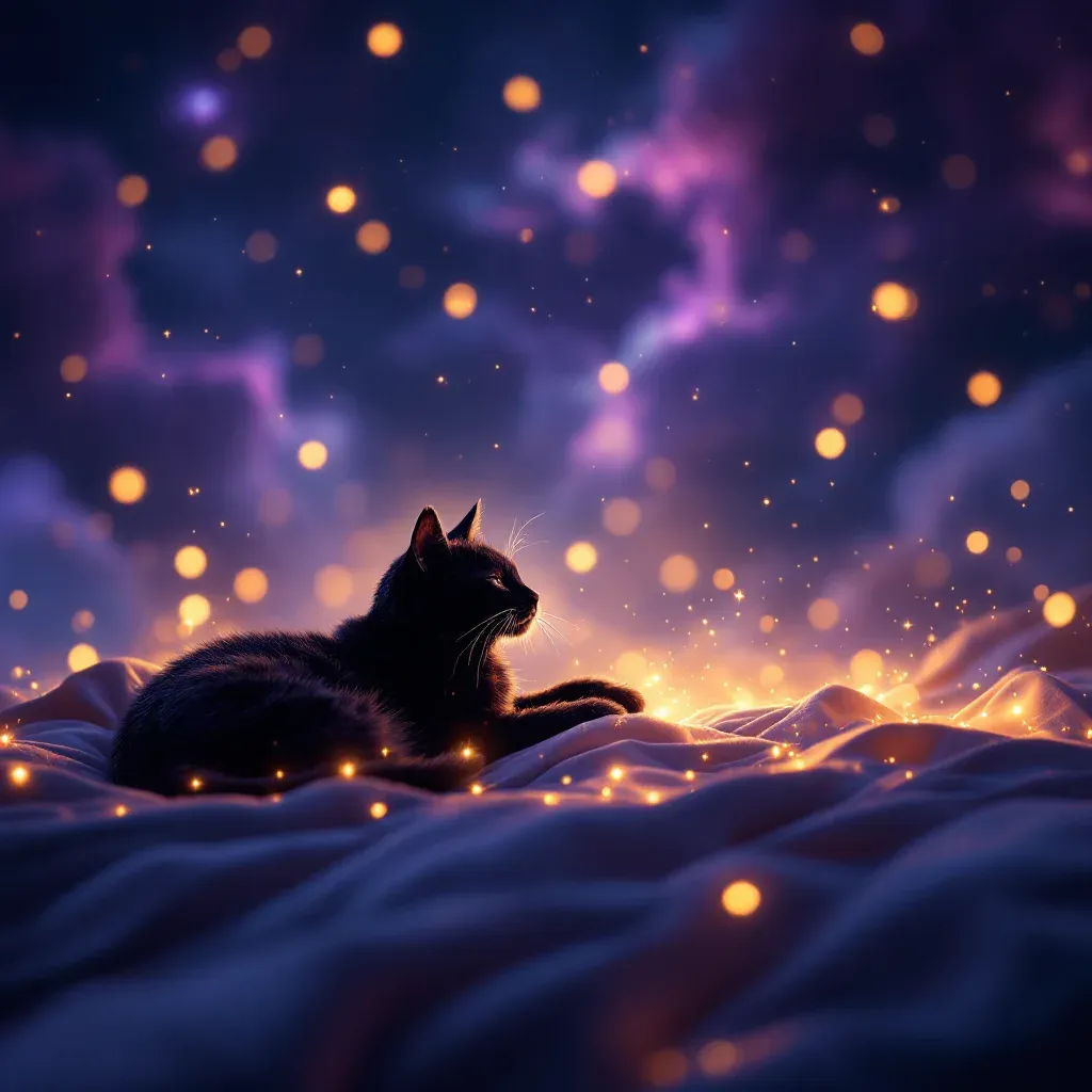 Yatakta Kedi — Kedi sembolünün yatakta kedi varyantını temsil eden cosmic mini görsel.