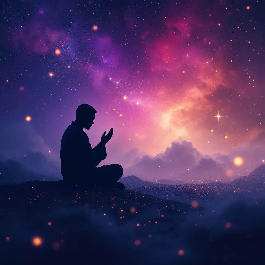 Yeşil Mekanda veya Yeşil Sahnede Namaz — Namaz Kılmak sembolünün yeşil mekanda veya yeşil sahnede namaz varyantını temsil eden cosmic mini görsel.